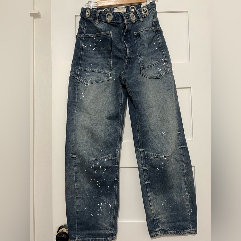 Free People We the Free Moxie Pull-On Barrel Jeans Size 25